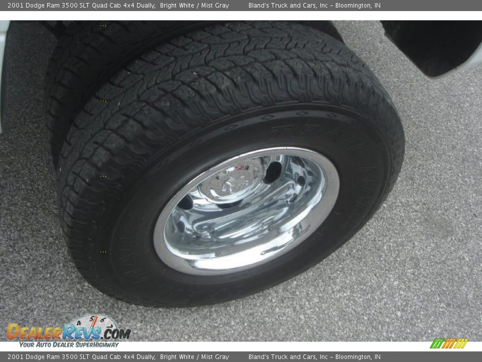 2001 Dodge Ram 3500 SLT Quad Cab 4x4 Dually Bright White / Mist Gray Photo #9