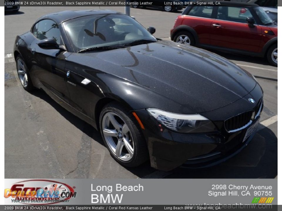 2009 BMW Z4 sDrive30i Roadster Black Sapphire Metallic / Coral Red Kansas Leather Photo #1