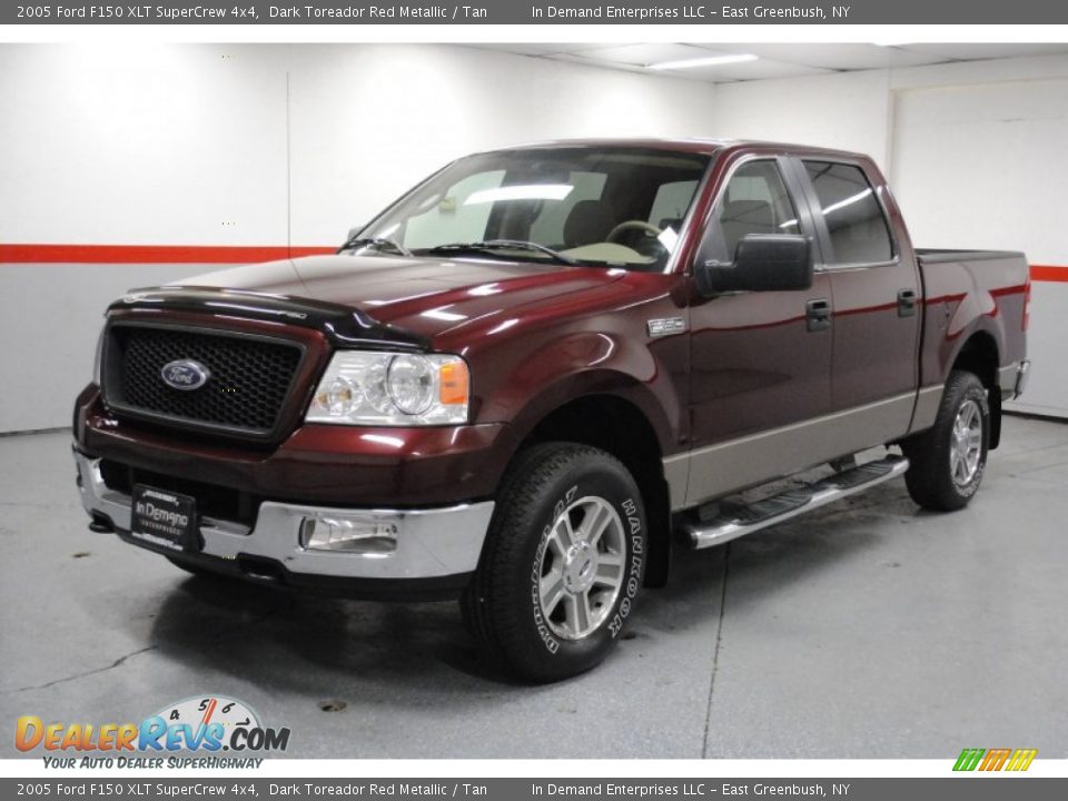 2005 Ford F150 XLT SuperCrew 4x4 Dark Toreador Red Metallic / Tan Photo #3