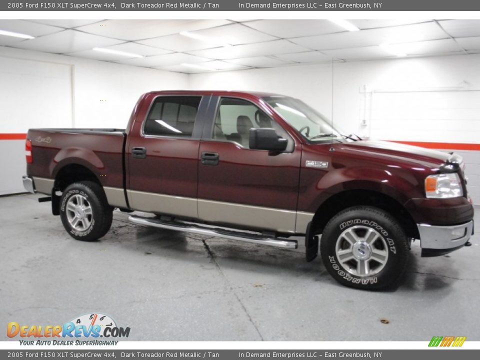 2005 Ford F150 XLT SuperCrew 4x4 Dark Toreador Red Metallic / Tan Photo #6