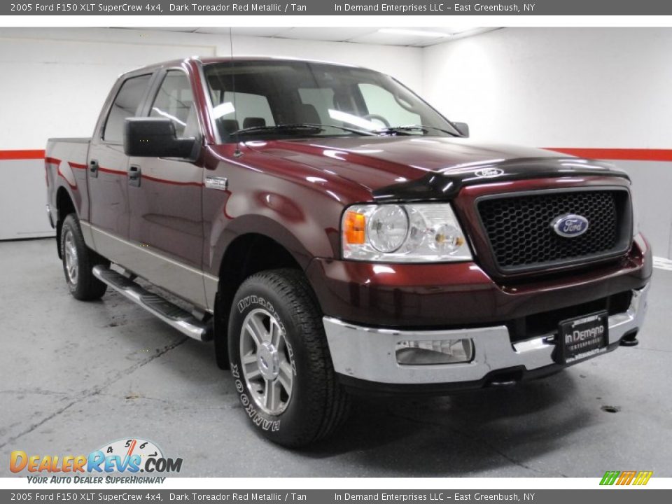 2005 Ford F150 XLT SuperCrew 4x4 Dark Toreador Red Metallic / Tan Photo #13