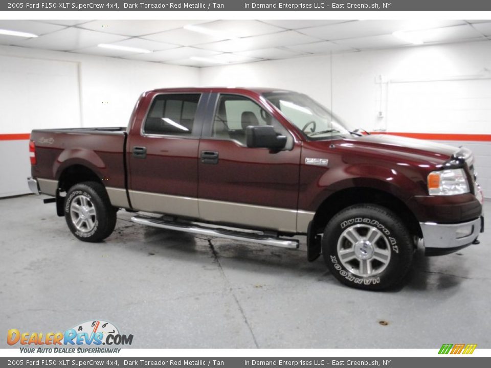 2005 Ford F150 XLT SuperCrew 4x4 Dark Toreador Red Metallic / Tan Photo #28