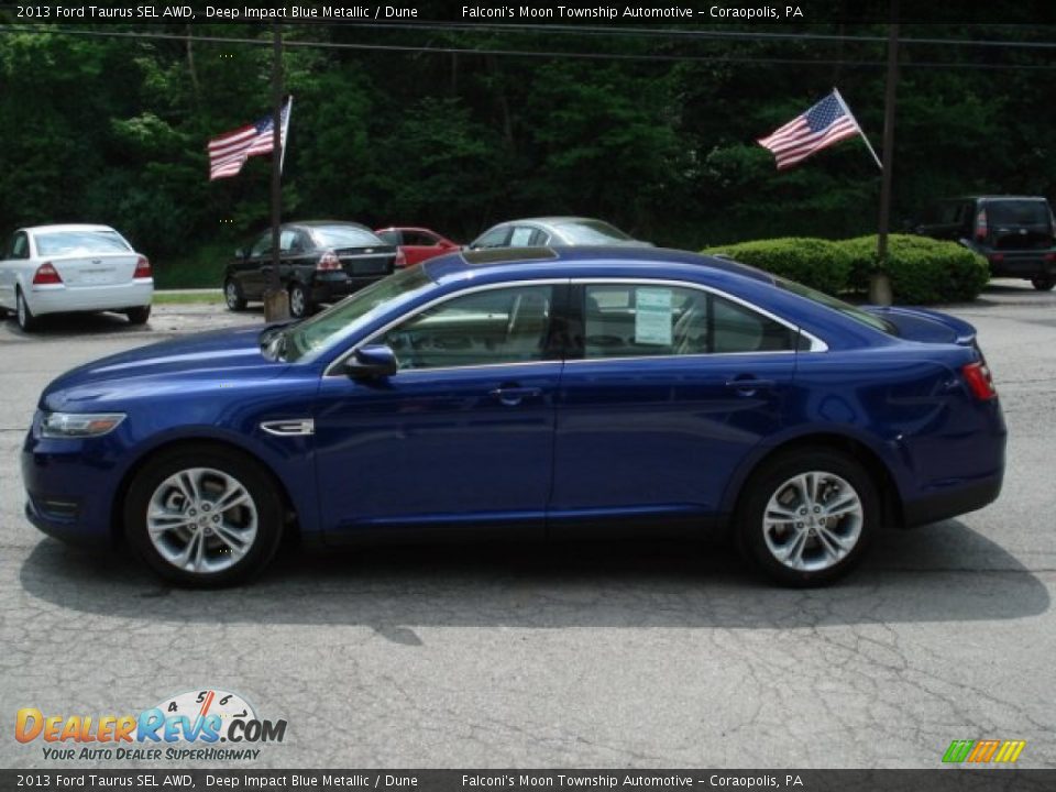 2013 Ford Taurus SEL AWD Deep Impact Blue Metallic / Dune Photo #5