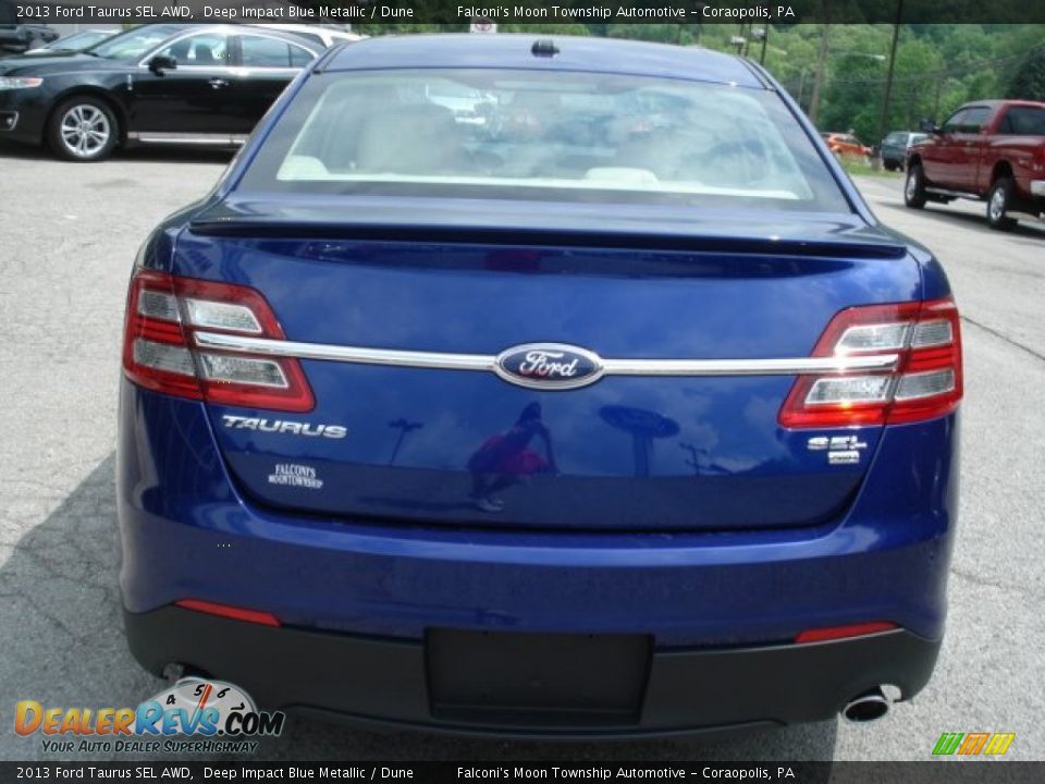 2013 Ford Taurus SEL AWD Deep Impact Blue Metallic / Dune Photo #7