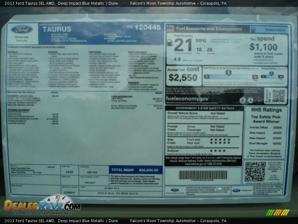 2013 Ford Taurus SEL AWD Window Sticker Photo #19