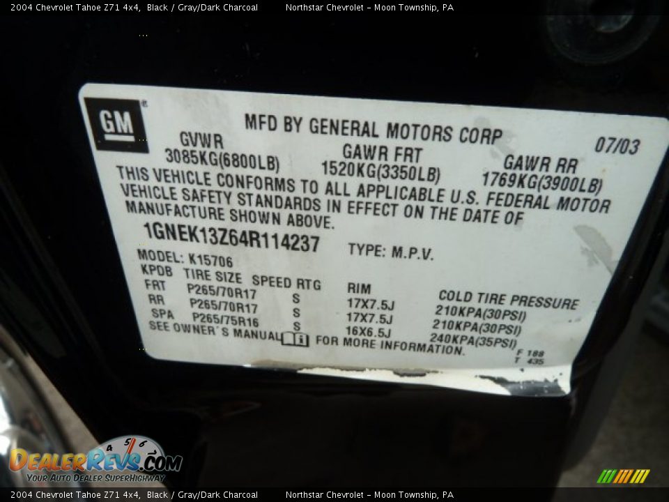 2004 Chevrolet Tahoe Z71 4x4 Black / Gray/Dark Charcoal Photo #14