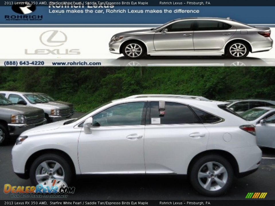 2013 Lexus RX 350 AWD Starfire White Pearl / Saddle Tan/Espresso Birds Eye Maple Photo #1