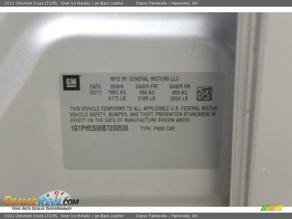 2011 Chevrolet Cruze LTZ/RS Silver Ice Metallic / Jet Black Leather Photo #24