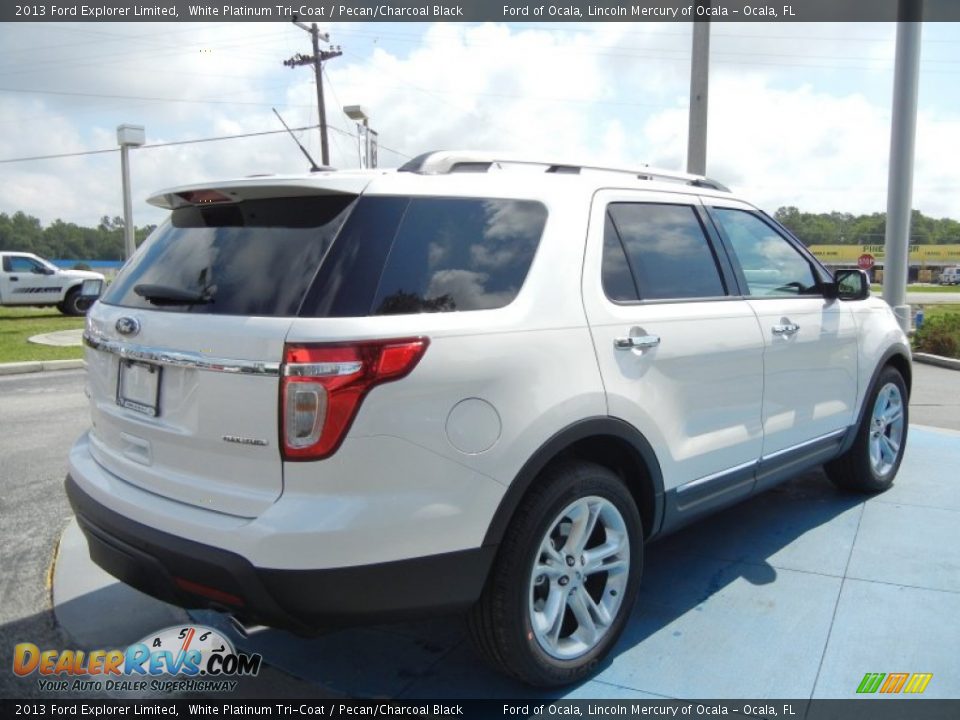2013 Ford Explorer Limited White Platinum Tri-Coat / Pecan/Charcoal Black Photo #3
