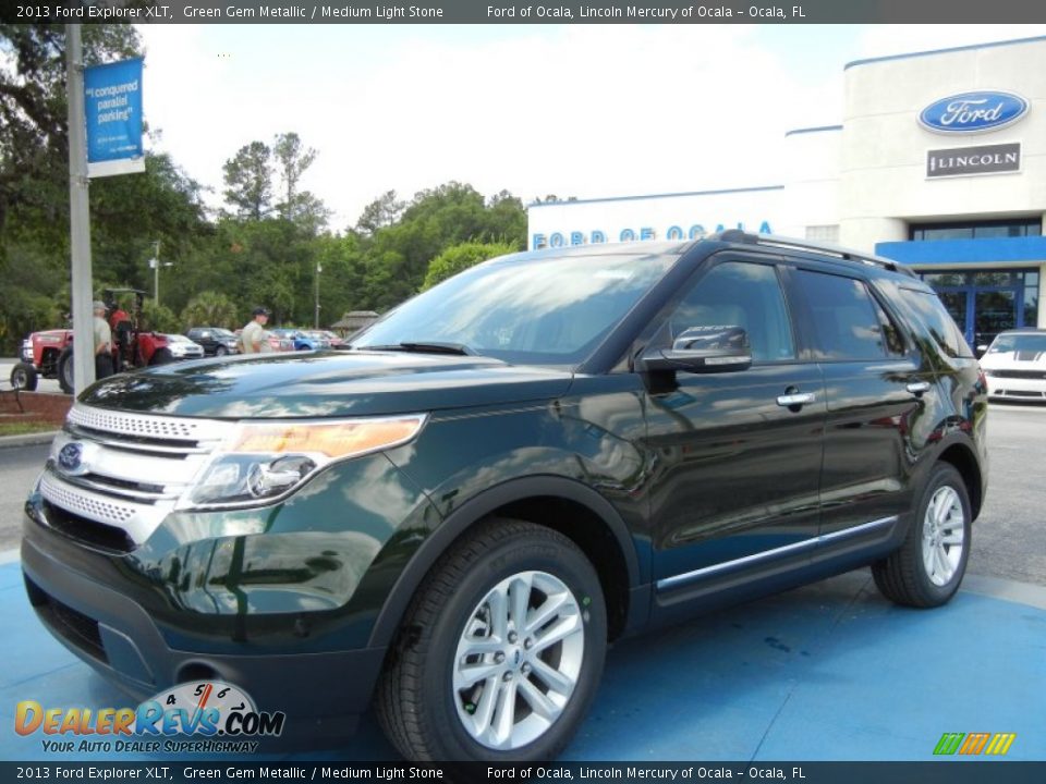 2013 Ford Explorer XLT Green Gem Metallic / Medium Light Stone Photo #1