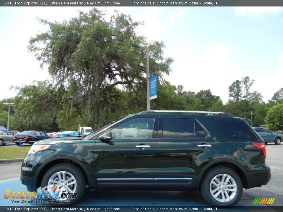 2013 Ford Explorer XLT Green Gem Metallic / Medium Light Stone Photo 2