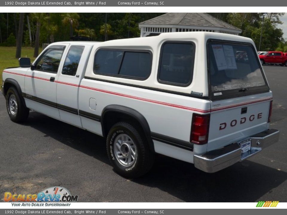 1992 Dodge Dakota LE Extended Cab Bright White / Red Photo #7