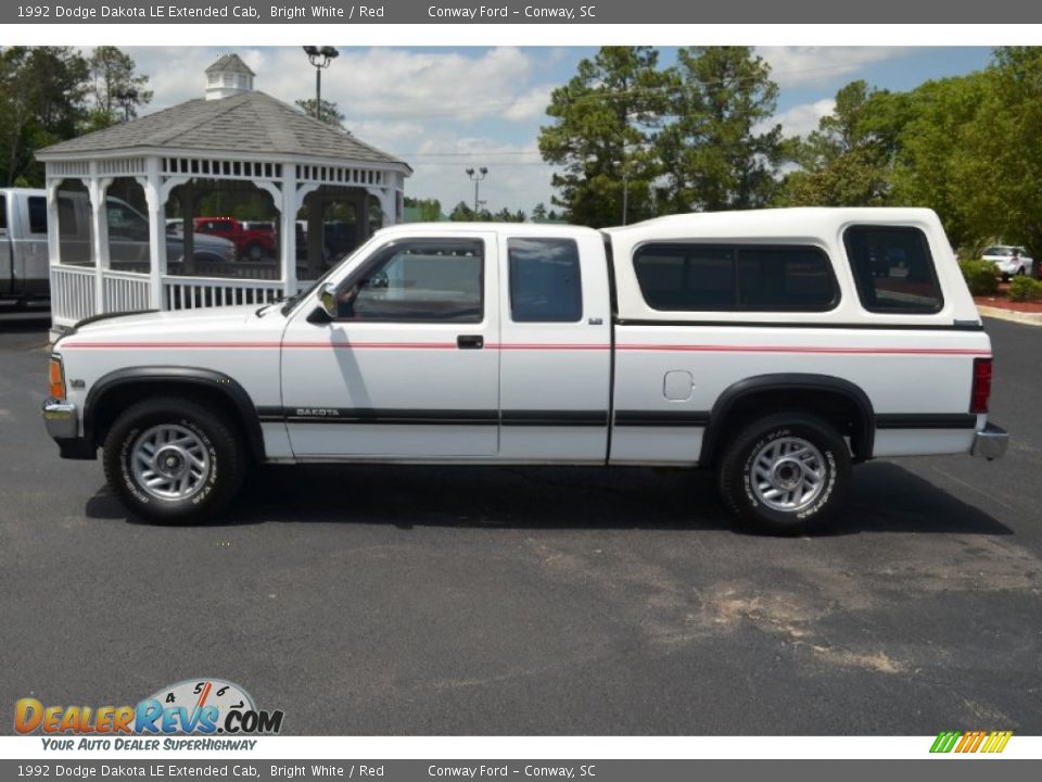1992 Dodge Dakota LE Extended Cab Bright White / Red Photo #8