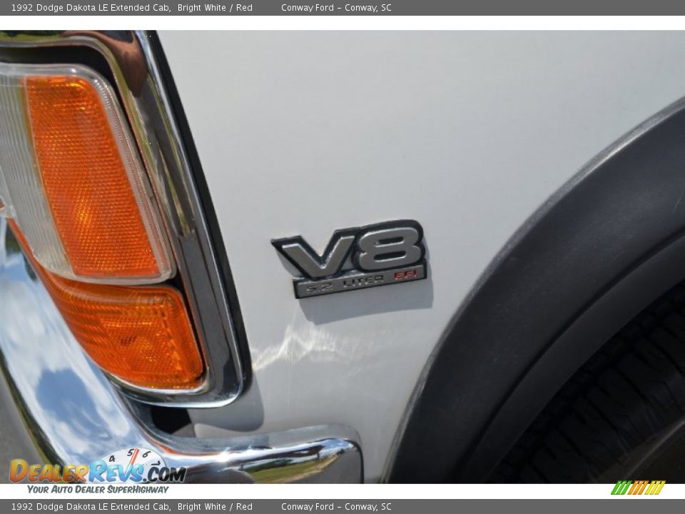 1992 Dodge Dakota LE Extended Cab Bright White / Red Photo #29