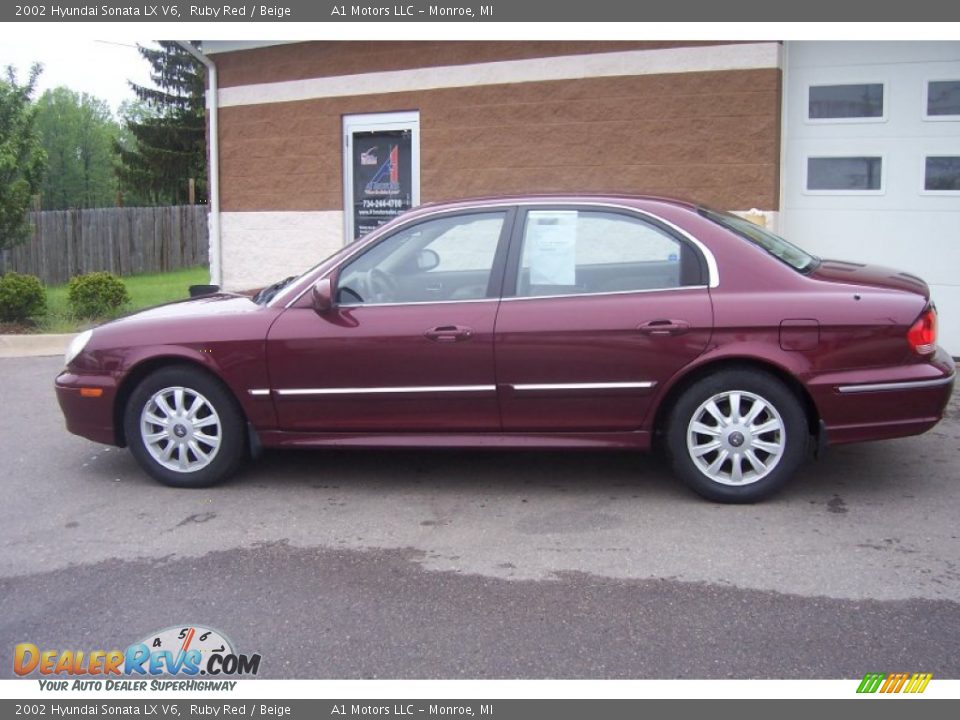 2002 Hyundai Sonata LX V6 Ruby Red / Beige Photo #3