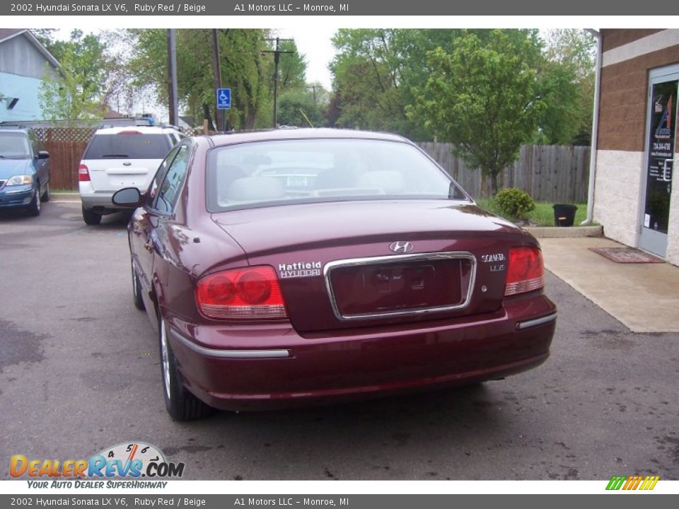 2002 Hyundai Sonata LX V6 Ruby Red / Beige Photo #4