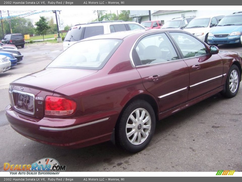 2002 Hyundai Sonata LX V6 Ruby Red / Beige Photo #6