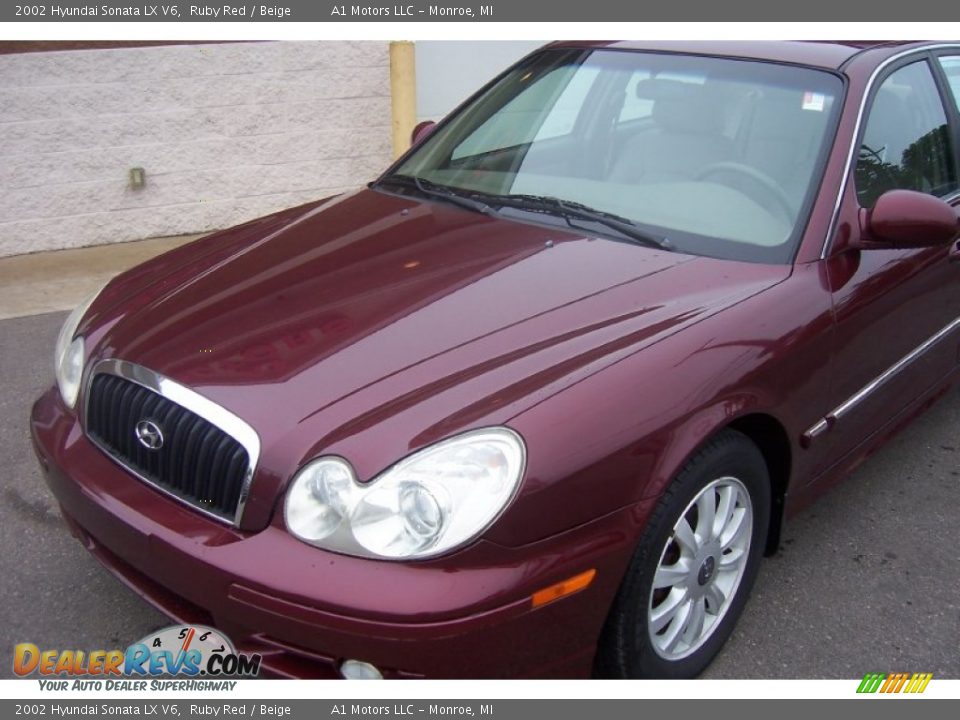 2002 Hyundai Sonata LX V6 Ruby Red / Beige Photo #7