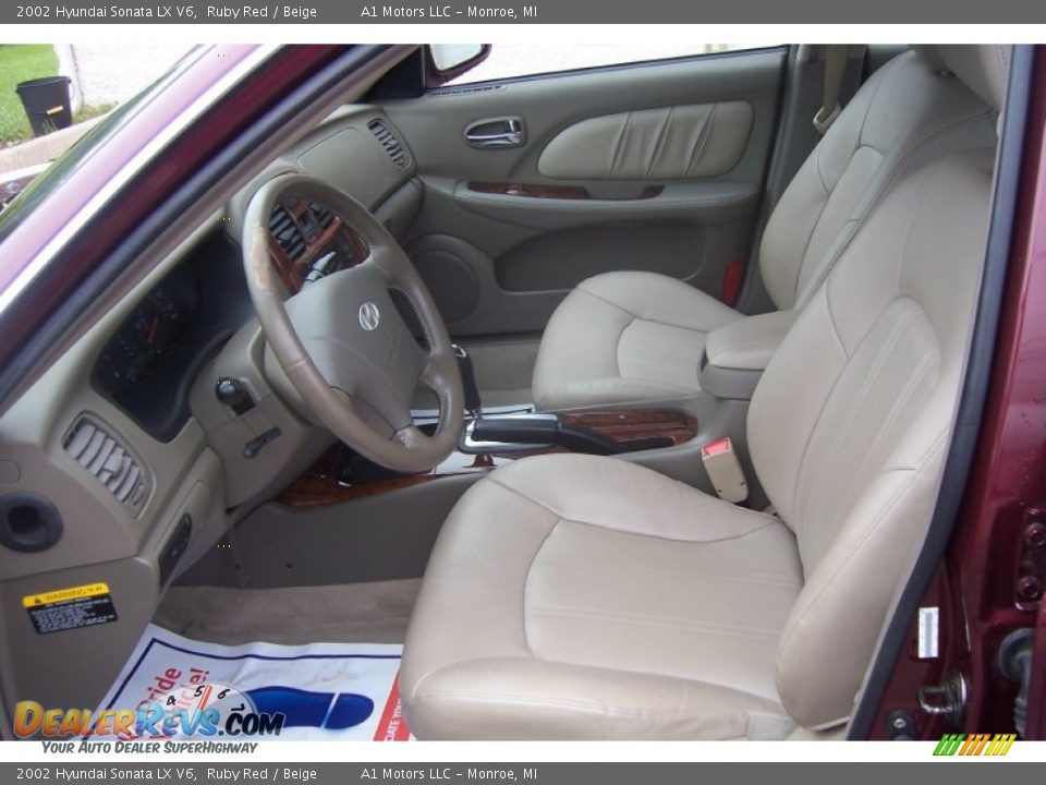 2002 Hyundai Sonata LX V6 Ruby Red / Beige Photo #9