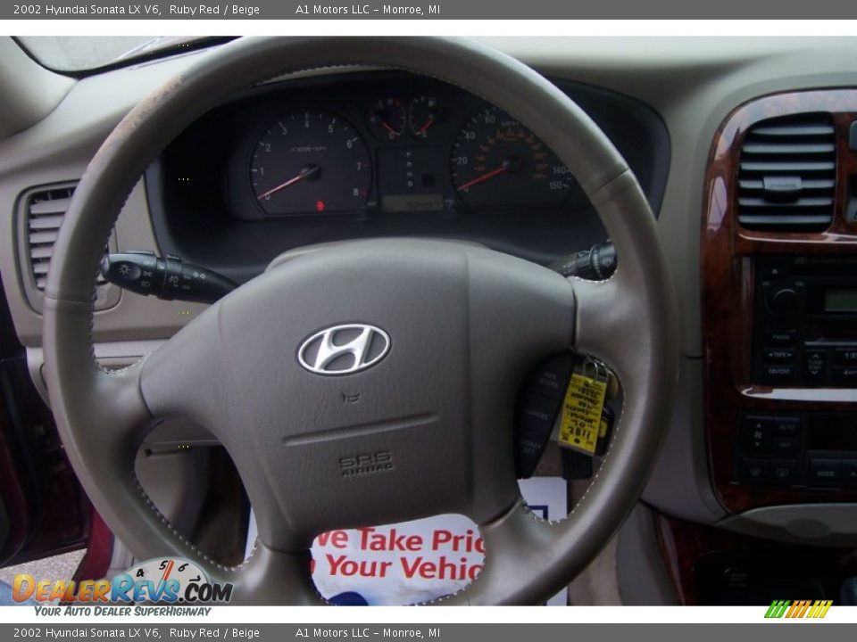 2002 Hyundai Sonata LX V6 Ruby Red / Beige Photo #12