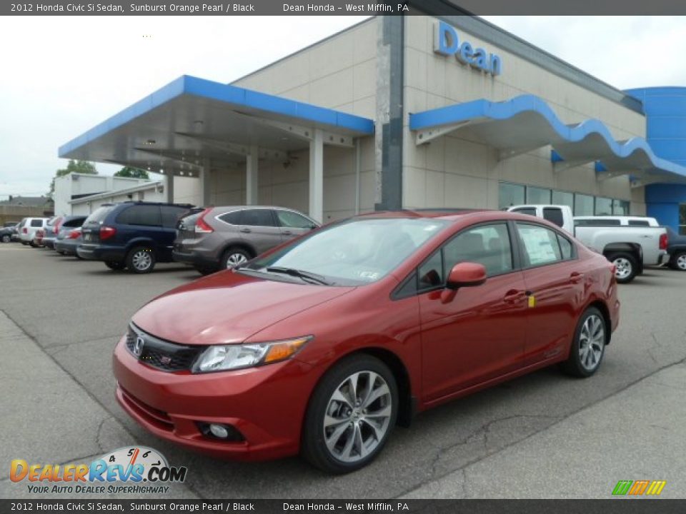 2012 Honda Civic Si Sedan Sunburst Orange Pearl / Black Photo #1