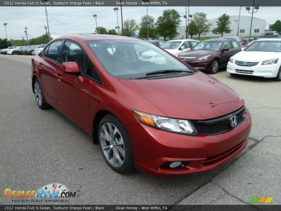 2012 Honda Civic Si Sedan Sunburst Orange Pearl / Black Photo #7