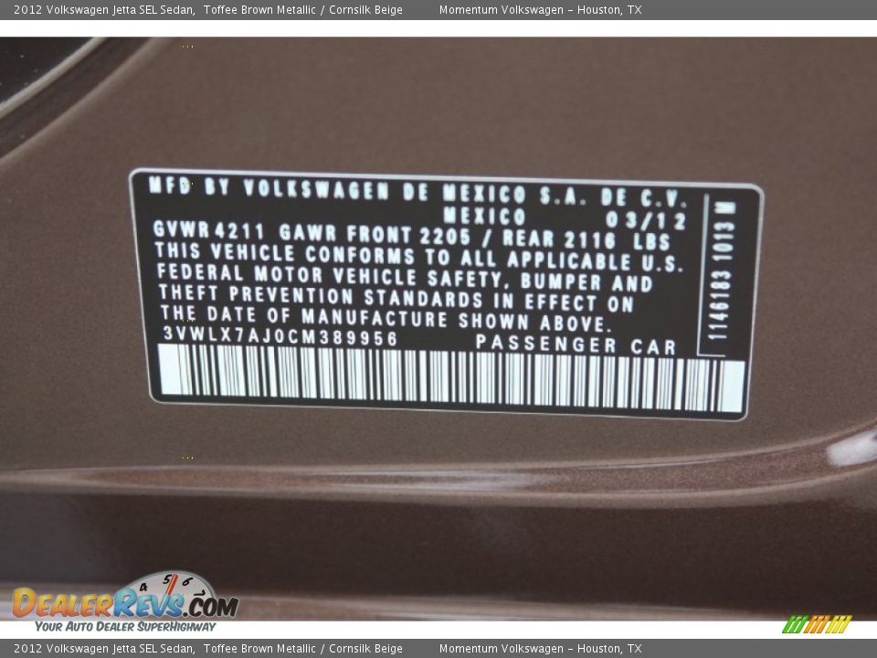 2012 Volkswagen Jetta SEL Sedan Toffee Brown Metallic / Cornsilk Beige Photo #25