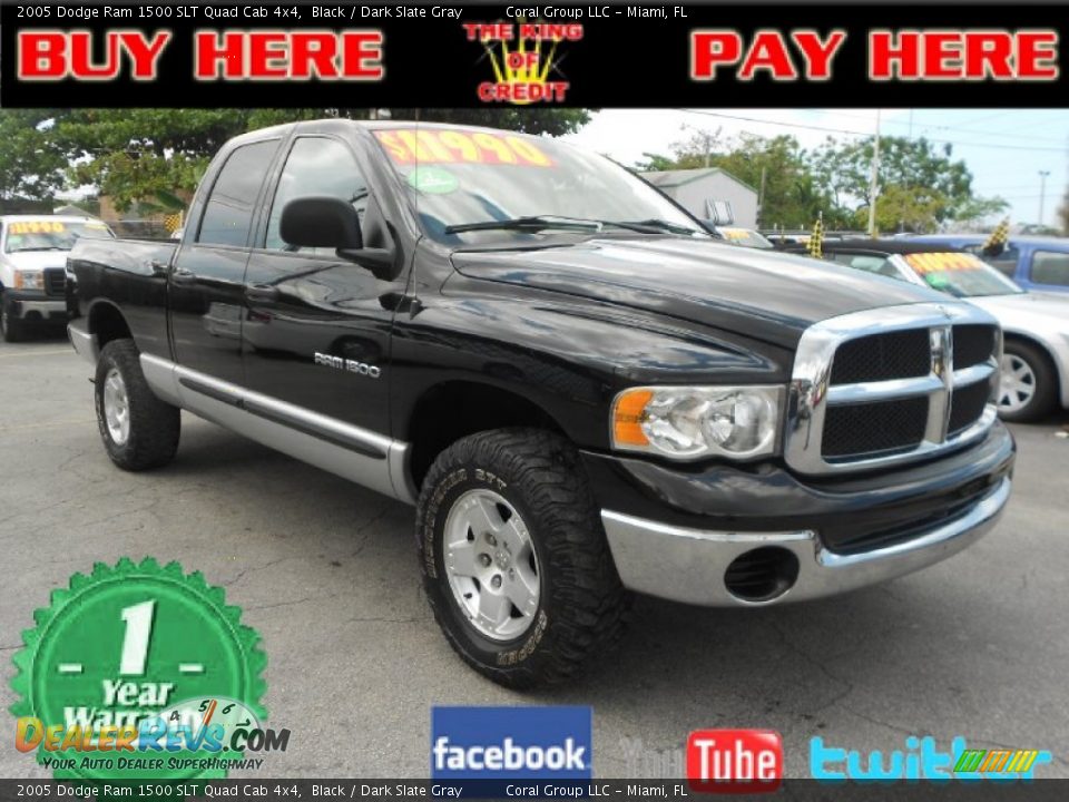 2005 Dodge Ram 1500 SLT Quad Cab 4x4 Black / Dark Slate Gray Photo #1