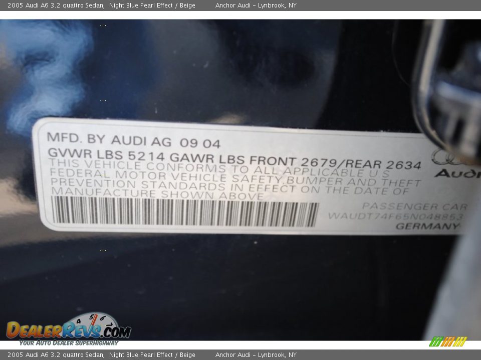 2005 Audi A6 3.2 quattro Sedan Night Blue Pearl Effect / Beige Photo #18