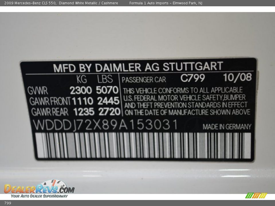 Mercedes-Benz Color Code 799 Diamond White Metallic
