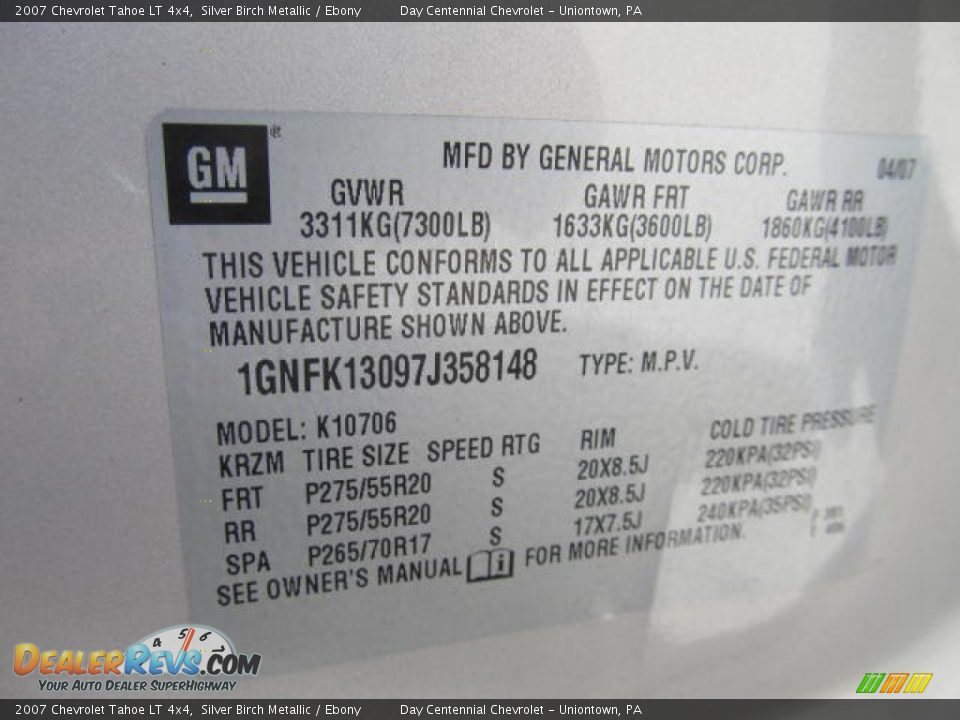 2007 Chevrolet Tahoe LT 4x4 Silver Birch Metallic / Ebony Photo #14