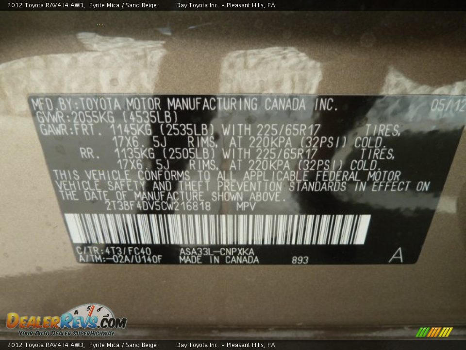 2012 Toyota RAV4 I4 4WD Pyrite Mica / Sand Beige Photo #14