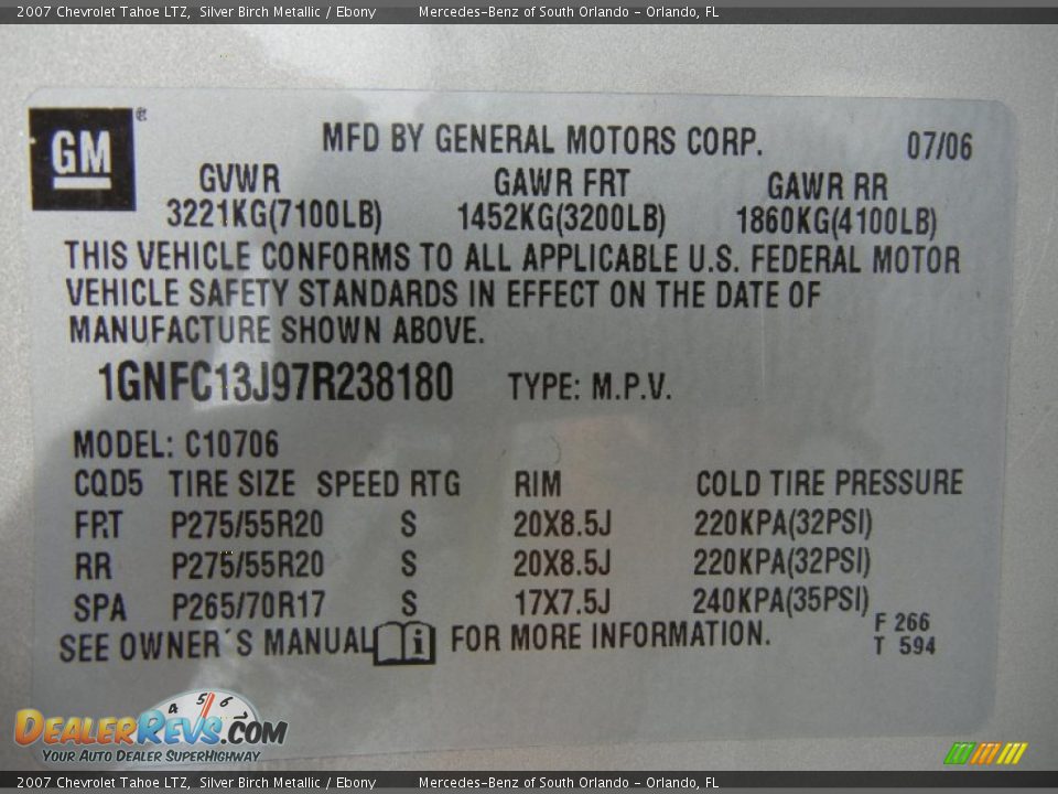 2007 Chevrolet Tahoe LTZ Silver Birch Metallic / Ebony Photo #31