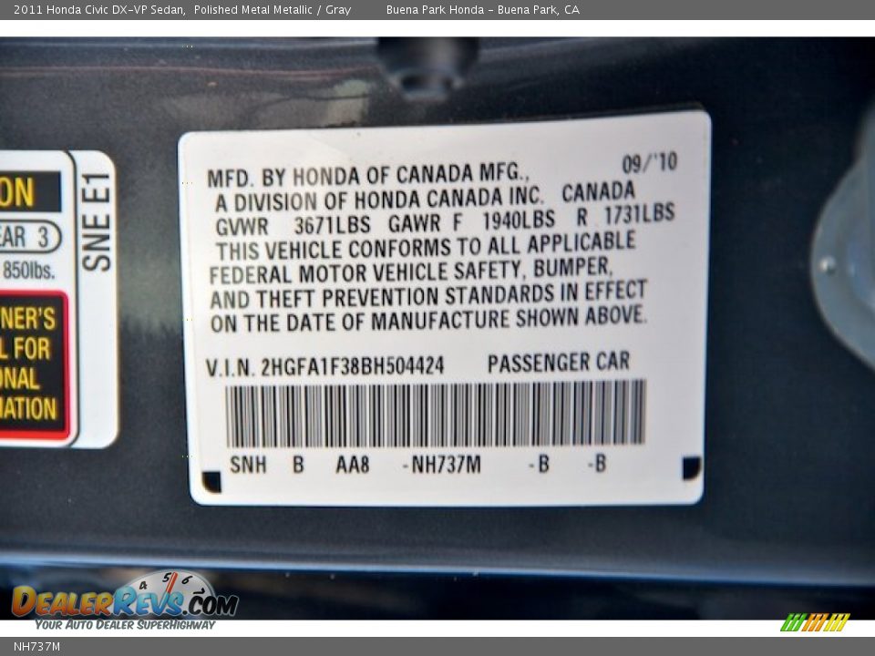 NH737M - 2011 Honda Civic