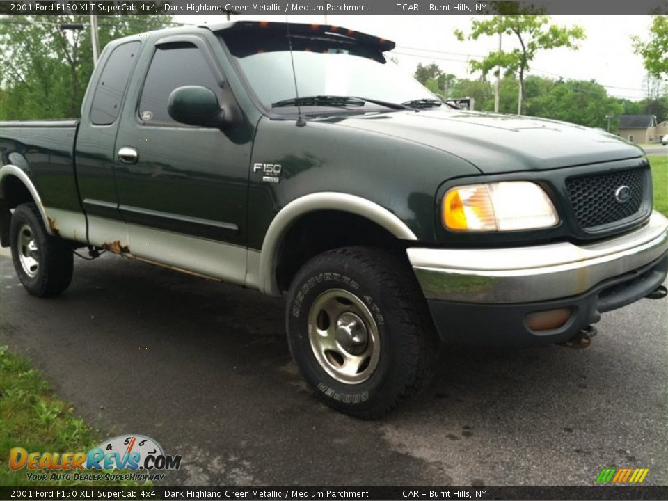2001 Ford F150 XLT SuperCab 4x4 Dark Highland Green Metallic / Medium Parchment Photo #4