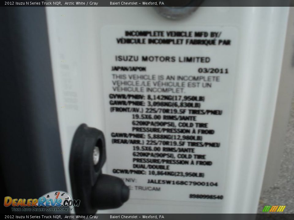 2012 Isuzu N Series Truck NQR Arctic White / Gray Photo #20