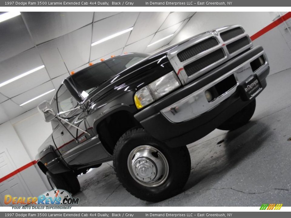 1997 Dodge Ram 3500 Laramie Extended Cab 4x4 Dually Black / Gray Photo #1