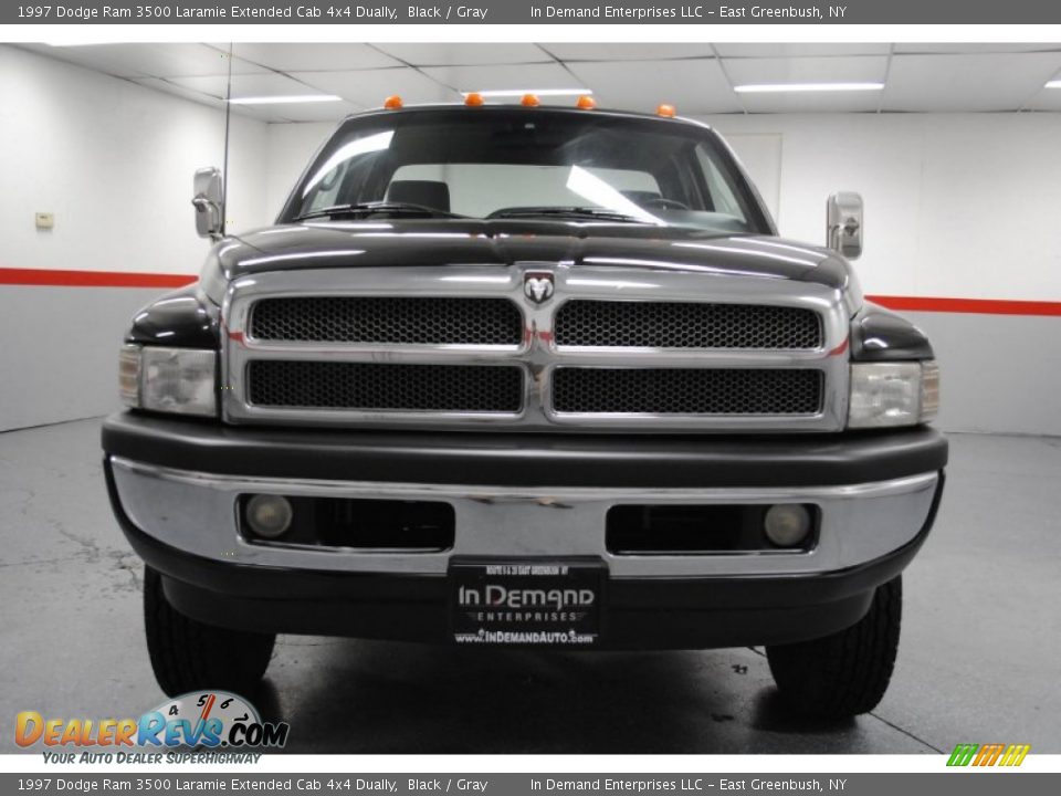 1997 Dodge Ram 3500 Laramie Extended Cab 4x4 Dually Black / Gray Photo #2