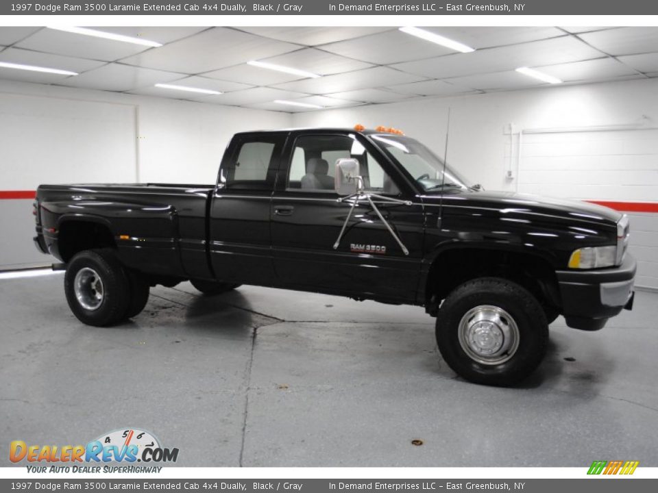 Black 1997 Dodge Ram 3500 Laramie Extended Cab 4x4 Dually Photo #6