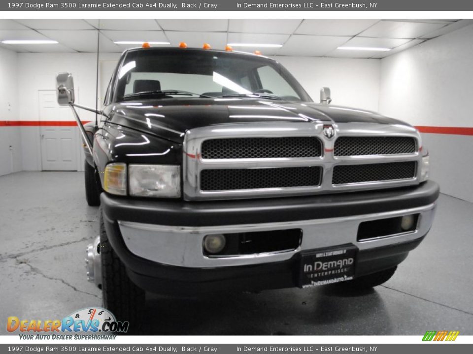 1997 Dodge Ram 3500 Laramie Extended Cab 4x4 Dually Black / Gray Photo #12