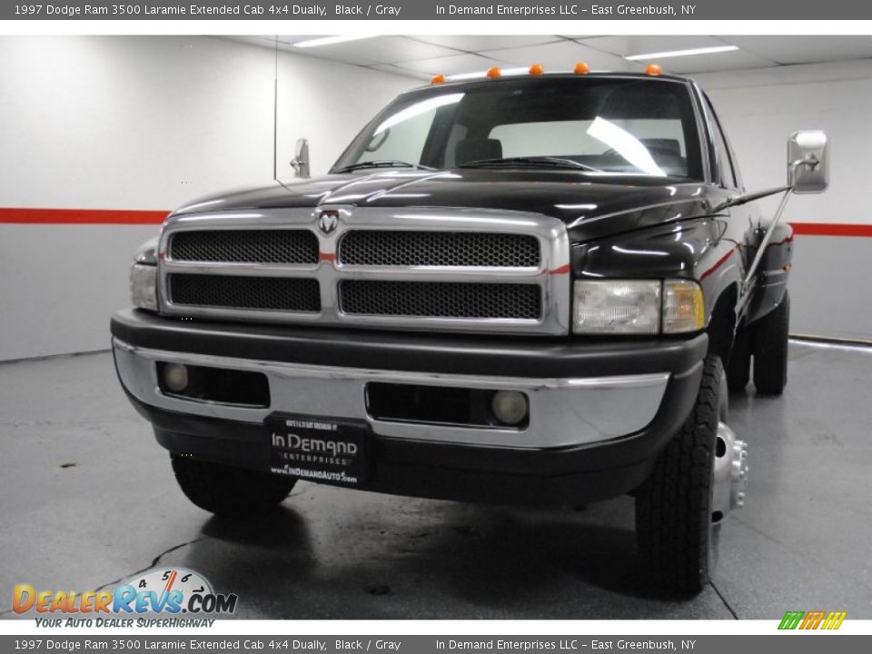 1997 Dodge Ram 3500 Laramie Extended Cab 4x4 Dually Black / Gray Photo #14