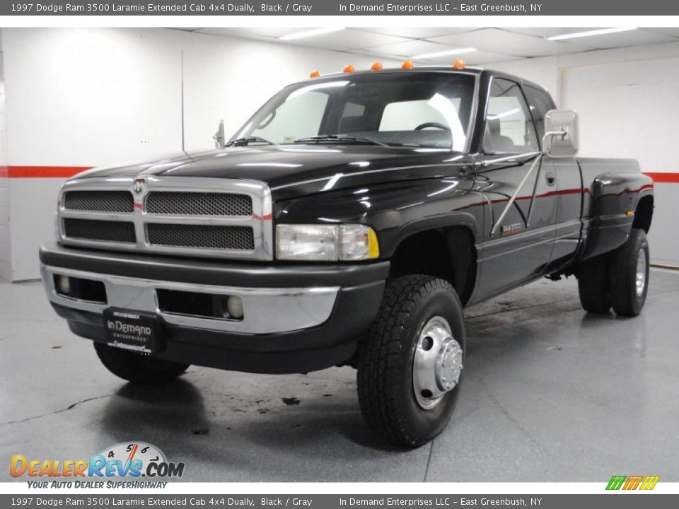 1997 Dodge Ram 3500 Laramie Extended Cab 4x4 Dually Black / Gray Photo #15