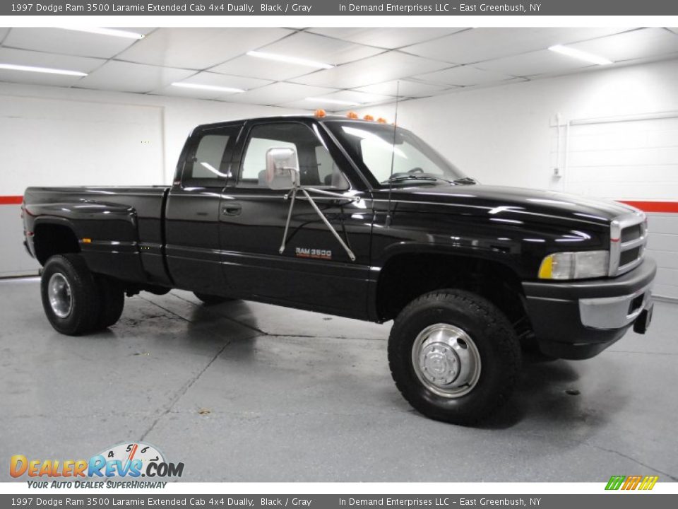 1997 Dodge Ram 3500 Laramie Extended Cab 4x4 Dually Black / Gray Photo #24