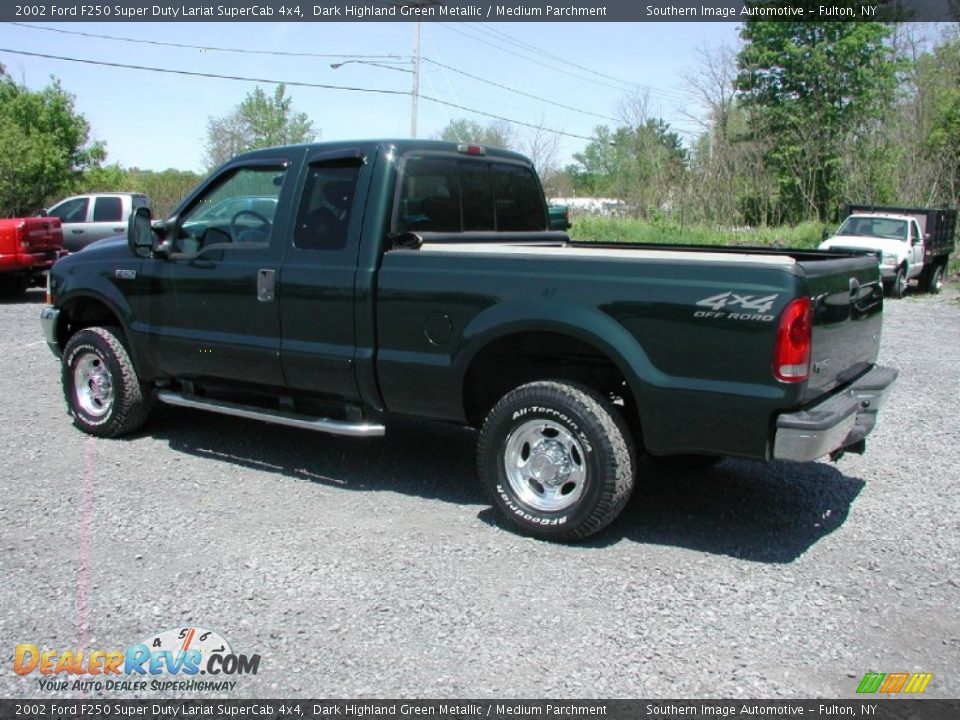 2002 Ford F250 Super Duty Lariat SuperCab 4x4 Dark Highland Green Metallic / Medium Parchment Photo #6