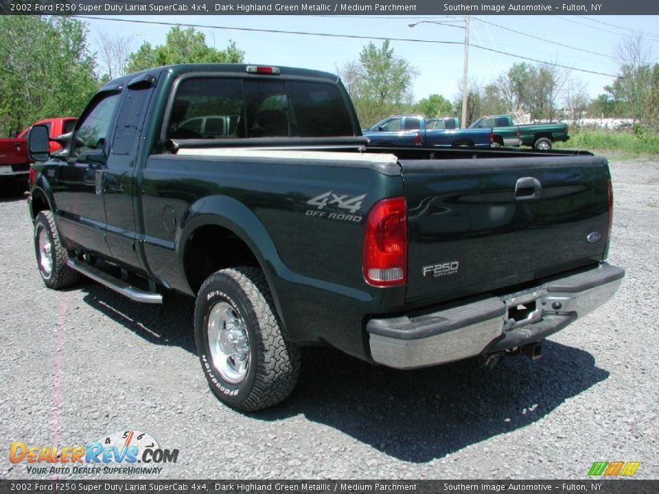 2002 Ford F250 Super Duty Lariat SuperCab 4x4 Dark Highland Green Metallic / Medium Parchment Photo #7