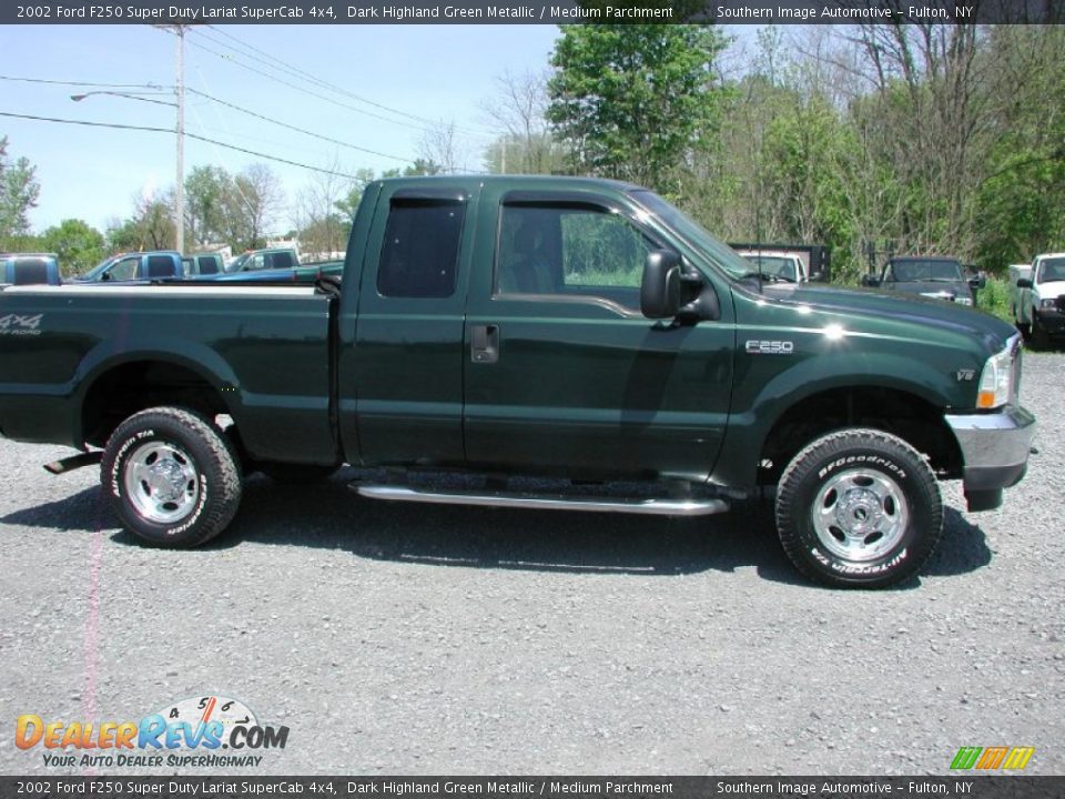 2002 Ford F250 Super Duty Lariat SuperCab 4x4 Dark Highland Green Metallic / Medium Parchment Photo #14