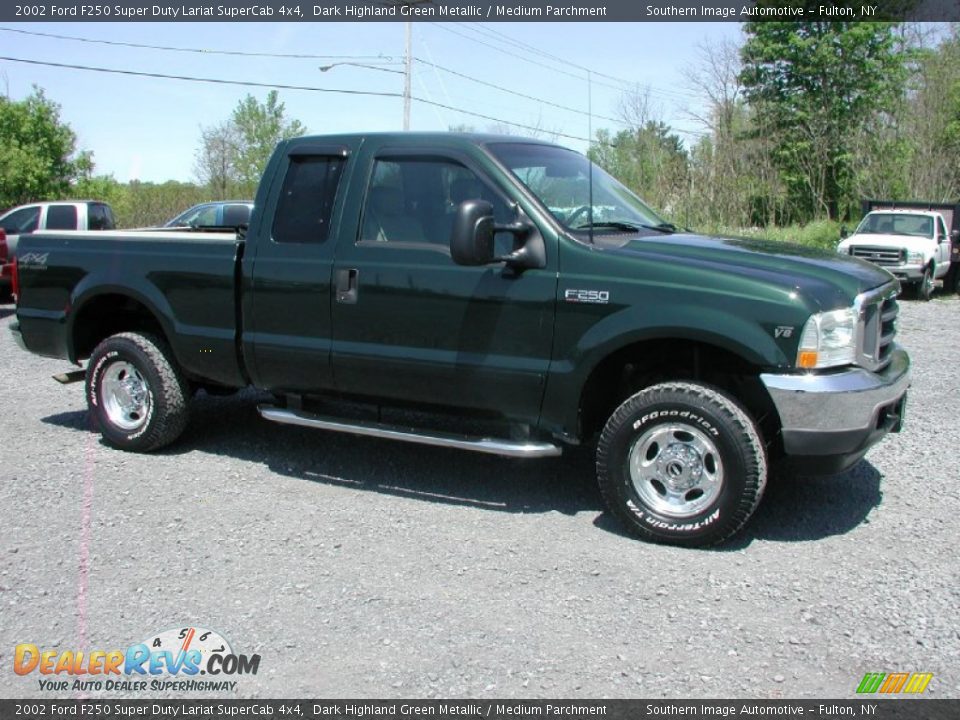 2002 Ford F250 Super Duty Lariat SuperCab 4x4 Dark Highland Green Metallic / Medium Parchment Photo #15