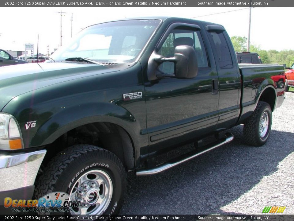 2002 Ford F250 Super Duty Lariat SuperCab 4x4 Dark Highland Green Metallic / Medium Parchment Photo #17