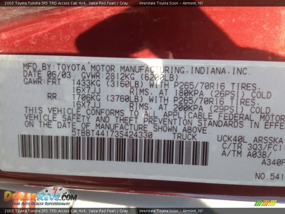 2003 Toyota Tundra SR5 TRD Access Cab 4x4 Salsa Red Pearl / Gray Photo #26