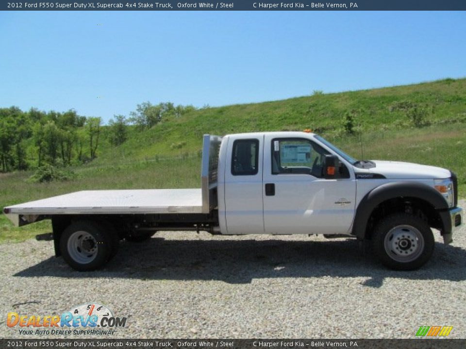 2012 Ford F550 Super Duty XL Supercab 4x4 Stake Truck Oxford White / Steel Photo #2
